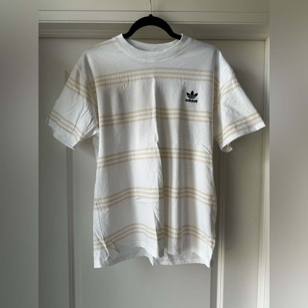 Adidas White and Tan Short Sleeve Tee